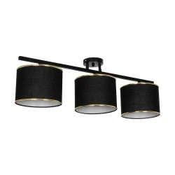 Vintage τρίφωτο φωτιστικό οροφής GLOWEN με ντουί 3 x E27 AC 220-240V IP20 μαύρο και χρυσό 80x20x20cm