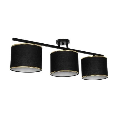 Vintage τρίφωτο φωτιστικό οροφής GLOWEN με ντουί 3 x E27 AC 220-240V IP20 μαύρο και χρυσό 80x20x20cm