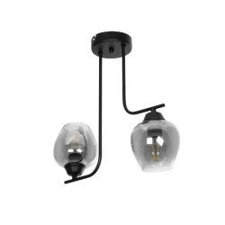 Vintage δίφωτο φωτιστικό οροφής GLOSSA με ντουί 2xE27 AC 220-240V IP20 μαύρο & μαύρο φιμέ 40x15x17cm