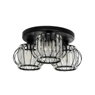 Vintage τρίφωτο φωτιστικό οροφής ILLUME με ντουί 3xE27 AC 220-240V IP20 μαύρο & διάφανο 50x50x19cm
