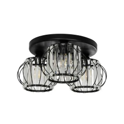 Vintage τρίφωτο φωτιστικό οροφής ILLUME με ντουί 3xE27 AC 220-240V IP20 μαύρο & διάφανο 50x50x19cm