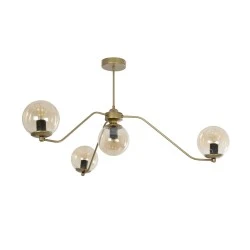 Vintage πολύφωτο οροφής SUNRAY με 4 ντουί E27 AC 220-240V IP20 χρυσό και μελί SUNRAY 100x100x26cm