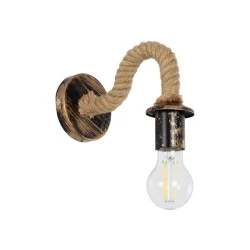Φωτιστικό τοίχου απλίκα με ντουί 1 x E27 AC 220-240V IP20 χάλκινο εφέ σκουριάς & μπεζ σχοίνι Μ21 x Π12 x Υ16cm