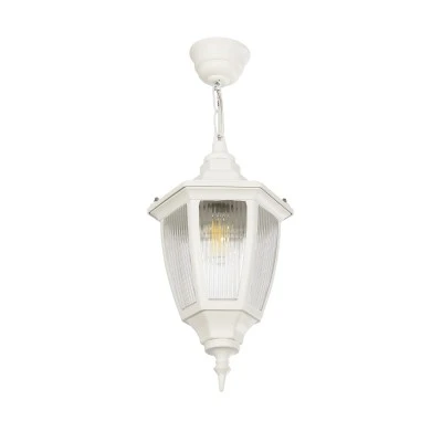 GloboStar® ENGLAND 202-0014 Vintage Κρεμαστό Φωτιστικό Φαναράκι Μονόφωτο 1 x E27 IP44 Λευκό Πλαστικό - Μ20 x Π20 x Υ55cm