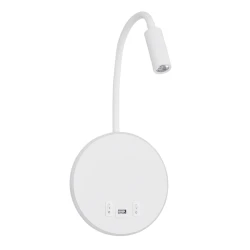Φωτιστικό τοίχου και ανάγνωσης kelvo® GOOSE LED 6W 600lm θερμό λευκό 2700K με φορτιστή USB 3A επιτοίχιο 36° & 360° λευκό ματ 15.5x15x30.5cm