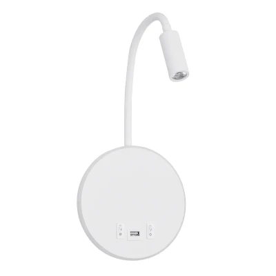 Φωτιστικό τοίχου και ανάγνωσης kelvo® GOOSE LED 6W 600lm θερμό λευκό 2700K με φορτιστή USB 3A επιτοίχιο 36° & 360° λευκό ματ 15.5x15x30.5cm