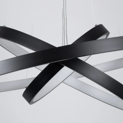 Κρεμαστό φωτιστικό οροφής LED kelvo® NEMESIS 120W 12000lm 180° AC 220-240V IP20 ρυθμιζόμενο λευκό CCT με χειριστήριο από 2700K έως 6000K ντιμαριζόμενο μαύρο ματ 80x80x80cm