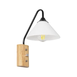 Μοντέρνα επιτοίχια απλίκα kelvo® ALESSIA με ντουί E27 1xE27 AC 220-240V IP20 μπεζ & μαύρο 18x26x29cm 999-0177