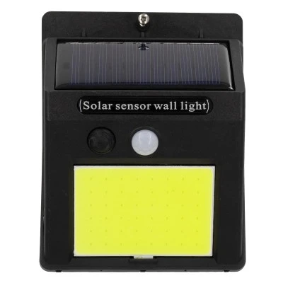 Αυτόνομο ηλιακό φωτιστικό LED COB 12W 1200lm ψυχρό φως 6000K με μπαταρία 1200mAh, φωτοβολταϊκό πάνελ &, αισθητήρα ημέρας-νύχτας-κίνησης IP65