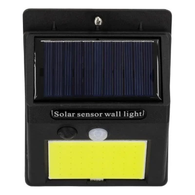 Αυτόνομο ηλιακό φωτιστικό LED COB 12W 1200lm ψυχρό φως 6000K με μπαταρία 1200mAh, φωτοβολταϊκό πάνελ &, αισθητήρα ημέρας-νύχτας-κίνησης IP65
