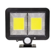 Αυτόνομος ηλιακός προβολέας LED 108 2 x COB 25W 1400lm με φωτοβολταϊκό πάνελ αισθητήρα ημέρας-νύχτας και κίνησης 6000K ψυχρό λευκό φως αδιάβροχος IP65