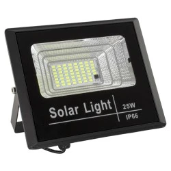 Αυτόνομος ηλιακός προβολέας LED SMD 25W ψυχρό φως 6000K 2000lm με μπαταρία 3000mAh, φωτοβολταϊκό πάνελ με αισθητήρα ημέρας-νύχτας IP66