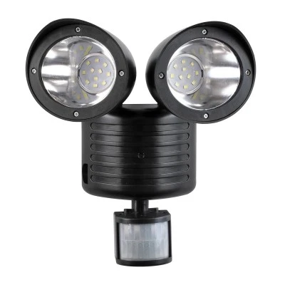 Μαύρο αυτόνομο ηλιακό φωτιστικό LED SMD 10W 150lm με ενσωματωμένη μπαταρία 1200mAh φωτοβολταϊκό πάνελ αισθητήρα ημέρας νύχτας και PIR αισθητήρα κίνησης αδιάβροχο IP54 ψυχρό λευκό 6000K