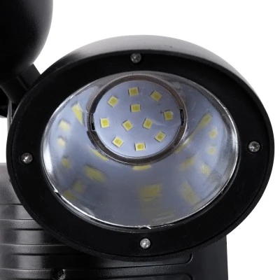 Μαύρο αυτόνομο ηλιακό φωτιστικό LED SMD 10W 150lm με ενσωματωμένη μπαταρία 1200mAh φωτοβολταϊκό πάνελ αισθητήρα ημέρας νύχτας και PIR αισθητήρα κίνησης αδιάβροχο IP54 ψυχρό λευκό 6000K