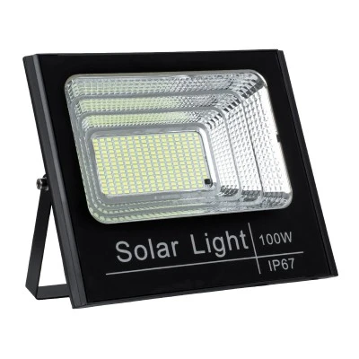 Αυτόνομος ηλιακός προβολέας LED SMD 100W ψυχρό φως 6000K 8000lm με μπαταρία 15000mAh, φωτοβολταϊκό πάνελ με αισθητήρα ημέρας-νύχτας IP66
