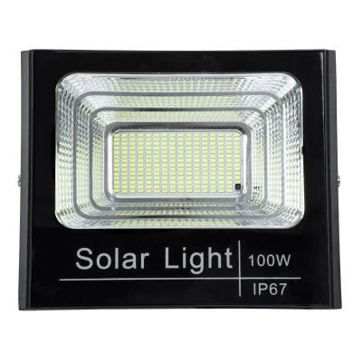 Αυτόνομος ηλιακός προβολέας LED SMD 100W ψυχρό φως 6000K 8000lm με μπαταρία 15000mAh, φωτοβολταϊκό πάνελ με αισθητήρα ημέρας-νύχτας IP66