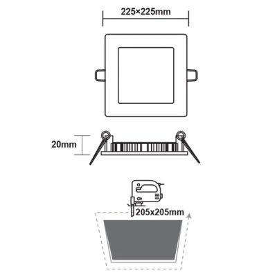 Led slim panel λευκό τετράγωνο χωνευτό 18W 230V ψυχρό φως 6500k δέσμης 120° 1510lm Led slim panel λευκό τετράγωνο χωνευτό 18W 230V ψυχρό φως 6500k δέσμης 120° 1510lm