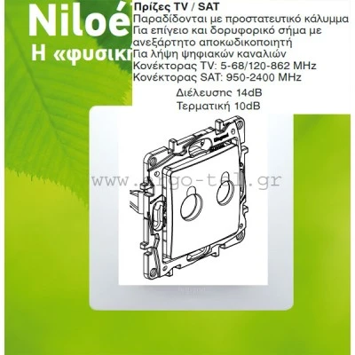 Πρίζα TV/SAT τερματική λευκή Legrand Niloe