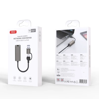 Αντάπτορας δικτύου XO XO-HUB018 USB-A/USB-C σε RJ45 100Mbs Αντάπτορας δικτύου XO XO-HUB018 USB-A/USB-C σε RJ45 100Mbs