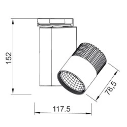 Προβολέας led ράγας 2 καλωδίων γκρι 15W 230V 4000k ενδιάμεσο λευκό φως 1150lm δέσμης 36°