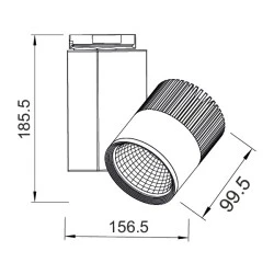Προβολέας led ράγας 2 καλωδίων γκρι 30W 230V 3000k θερμό λευκό φως 2200lm δέσμης 36°