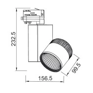 Προβολέας led ράγας 4 καλωδίων γκρι 45W 230V 3000k θερμό λευκό φως 3200lm δέσμης 36°