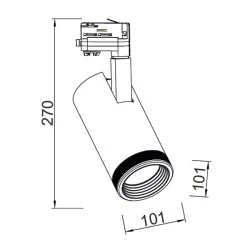 Προβολέας led ράγας 4 καλωδίων μαύρος 40W 230V 4000k ενδιάμεσο λευκό φως ελεγχόμενης δέσμης