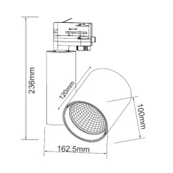 Προβολέας led ράγας 4 καλωδίων RONDE λευκός 30W 230V 4000k λευκό φως 2800lm δέσμης 38°