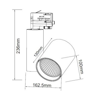 Προβολέας led ράγας 4 καλωδίων RONDE λευκός 30W 230V 4000k λευκό φως 2800lm δέσμης 38°