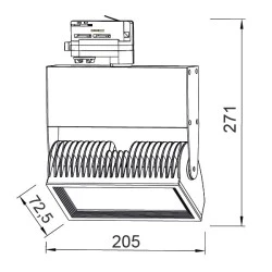 Προβολέας led ράγας 4 καλωδίων λευκός 45W 230V 3000k θερμό λευκό φως 3500lm δέσμης 80°