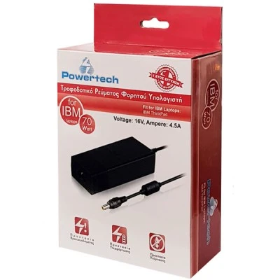 Τροφοδοτικό laptop POWERTECH PT-287 για IBM 70W 16V 4.5A