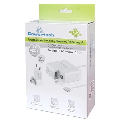 Φορτιστής LAPTOP POWERTECH 60W APPLE 16.5V 3.65A