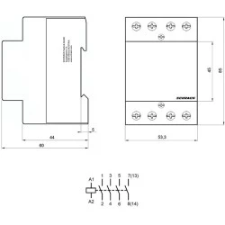 Ρελέ ισχύος ράγας Schrack BZ326442ME 40A 4NO 230VAC 3M τριπολικό