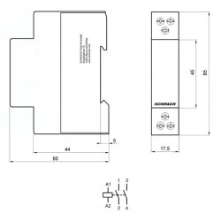 Ρελέ ισχύος ράγας Schrack BZ326453ME 20A 2NO 24VAC 1M μονοπολικό