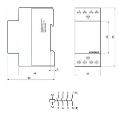 Ρελέ ισχύος ράγας Schrack BZ326460ME 25A 4NO 24VAC 2M διπολικό