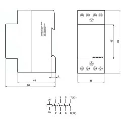 Ρελέ ισχύος ράγας Schrack BZ326461ME 25A 4NO 230VAC 2M διπολικό