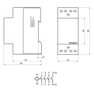 Ρελέ ισχύος ράγας Schrack BZ326461ME 25A 4NO 230VAC 2M διπολικό Ρελέ ισχύος ράγας Schrack BZ326461ME 25A 4NO 230VAC 2M διπολικό