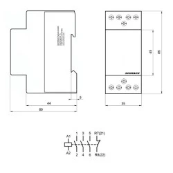 Ρελέ ισχύος ράγας Schrack BZ326463ME 25A 3NO+1NC 230VAC 2M διπολικό