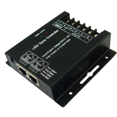 Δέκτης για ταινίες LED RGB 24A με θύρες RJ45 για απόλυτο συγχρονισμό και λυχνίες λειτουργίας Δέκτης για ταινίες LED RGB 24A με θύρες RJ45 για απόλυτο συγχρονισμό και λυχνίες λειτουργίας