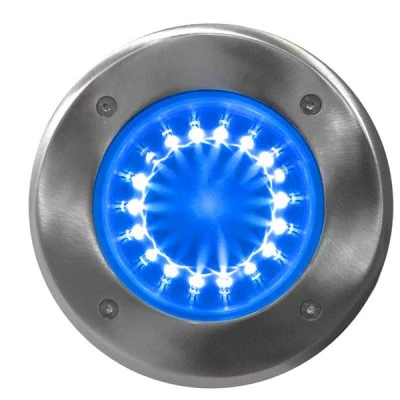 Φωτιστικό δαπέδου στρογγυλό inox 1W μπλε φως 230v στεγανό ΙΡ67 με 18 led οριζόντια Φωτιστικό δαπέδου στρογγυλό inox 1W μπλε φως 230v στεγανό ΙΡ67 με 18 led οριζόντια