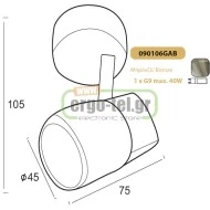 Φωτιστικό σποτ μεταλλικό μπρονζέ με διάφανο γυαλί για 1 λάμπα με ντουί G9