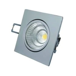 Led σποτ μπάνιου κινητό νίκελ ματ τετράγωνο χωνευτό 6W 230V 3000k θερμό φως 60° 410lm στεγανό IP44