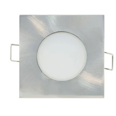 Led σποτ μπάνιου νίκελ ματ τετράγωνο χωνευτό 5W 230V 3000k θερμό φως 400lm στεγανό IP65