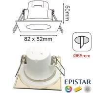 Led σποτ μπάνιου νίκελ ματ τετράγωνο χωνευτό 5W 230V 3000k θερμό φως 400lm στεγανό IP65 Led σποτ μπάνιου νίκελ ματ τετράγωνο χωνευτό 5W 230V 3000k θερμό φως 400lm στεγανό IP65