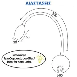 Απλίκα Led Luminaire inyoka λευκή επίτοιχη 3W 3000k θερμό λευκό φως με βραχίονα σπιράλ