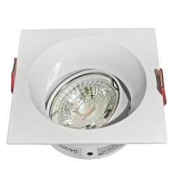 Φωτιστικό σποτ χωνευτό τετράγωνο 90x90x75mm βαθύ κινητό λευκό για λάμπες MR16 & GU10