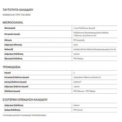 Καλώδιου κλειστού κυκλώματος CCTV 1MICROCOAXIAL διατομή 2x0,50mm T1M-B250 ΜΑΒΙΚΑΛ