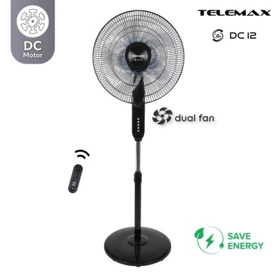 Ανεμιστήρας Επιδαπέδιος Telemax DC12 Μαύρος 40cm - 30W DC Μοτέρ & Διπλή Φτερωτή ( FS40-DC12 )