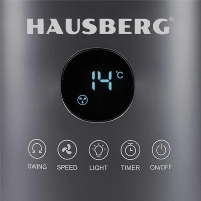 Ανεμιστήρας πύργος bladeless Hausberg HB-5956GR γκρι 86cm - 70W με LED