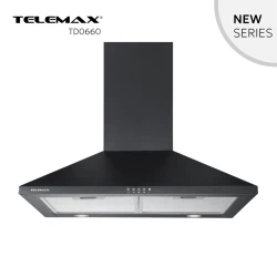 Απορροφητήρας κουζίνας καμινάδα 60cm Telemax TD0660 μαύρος με ροή 350m³/h πλάτος 60cm